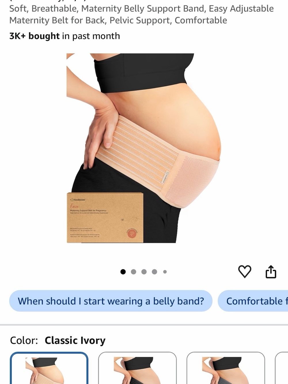 Keababies Maternity Support Belt - Classic Ivory